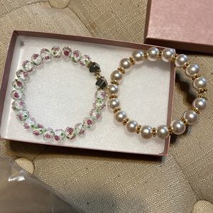 Vanessa Mooney floral pearl gold bracelets